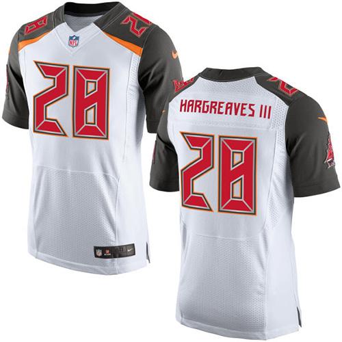 Nike Buccaneers #28 Vernon Hargreaves III White Men's Stitched NFL New Elite Jersey - Click Image to Close